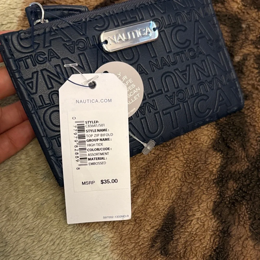 Nautica Blue Navy Embossed Card Holder